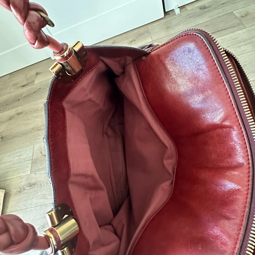 Chloe Deep Red Leather Shoulder Bag